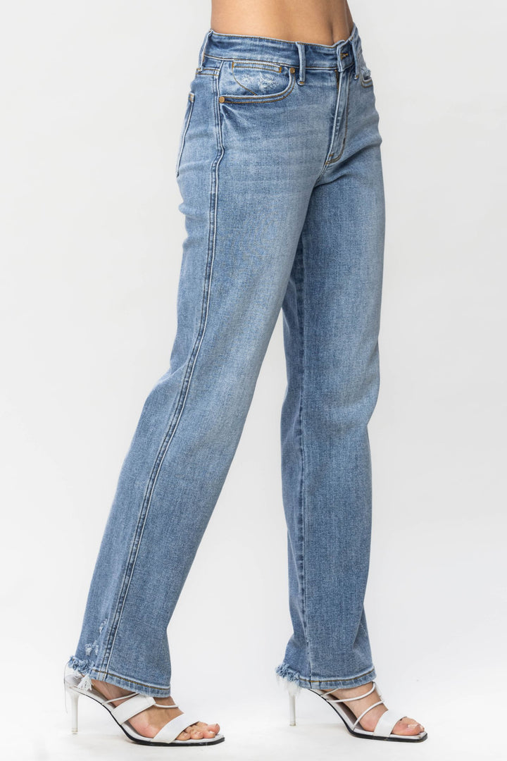 Judy Blue Mid Rise Yoke Cell Phone Pocket Dad Jean
