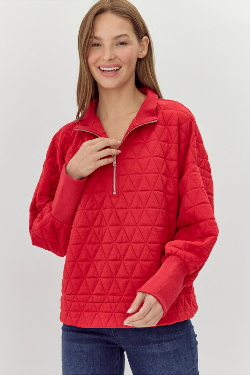 Quilted Half Zip Pullover