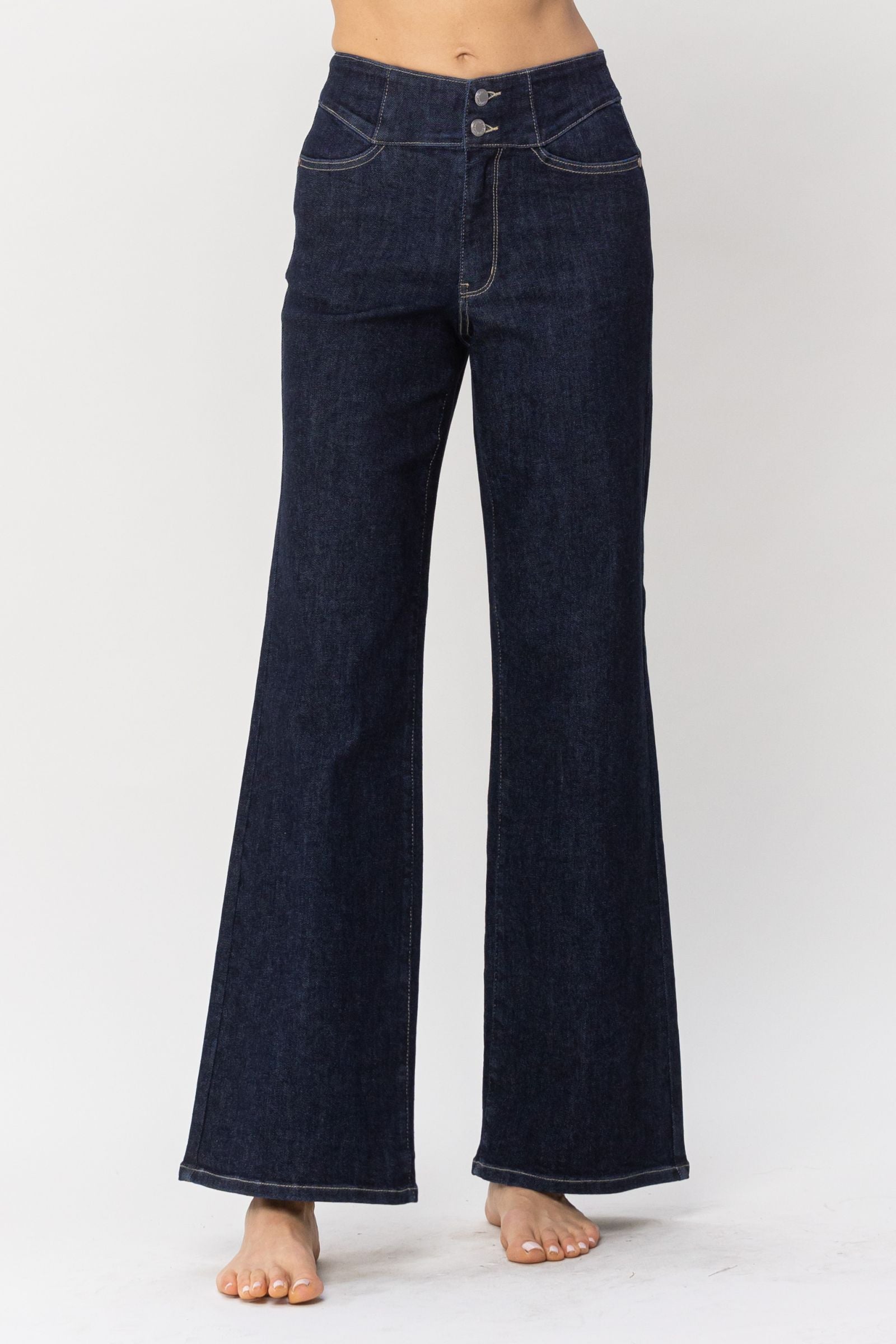 Judy Blue HW Rinse Geometric Wide Leg