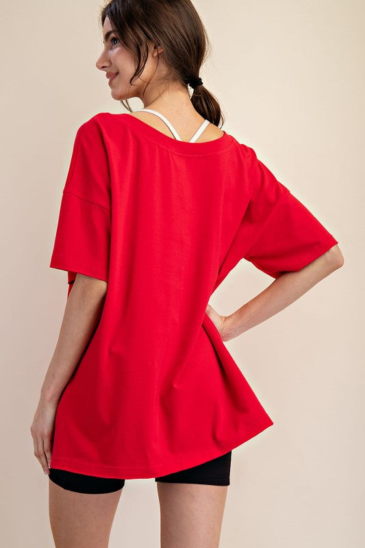 Oversized Reversible V Neck Top *FINAL SALE*