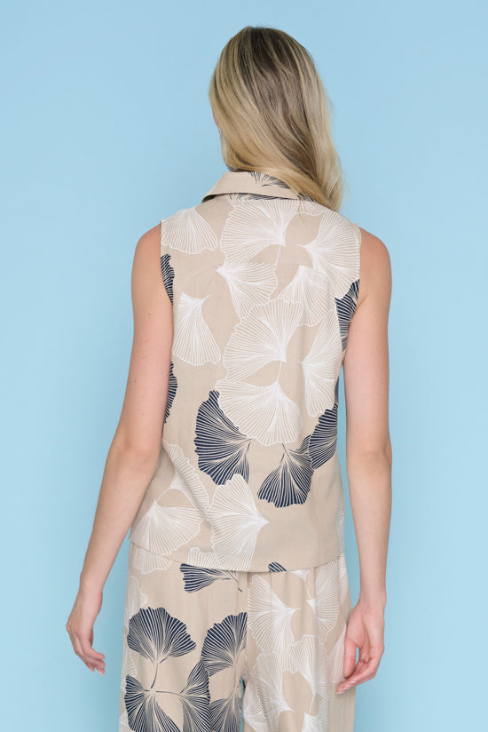Coastal Ginkgo Breeze Sleeveless Top
