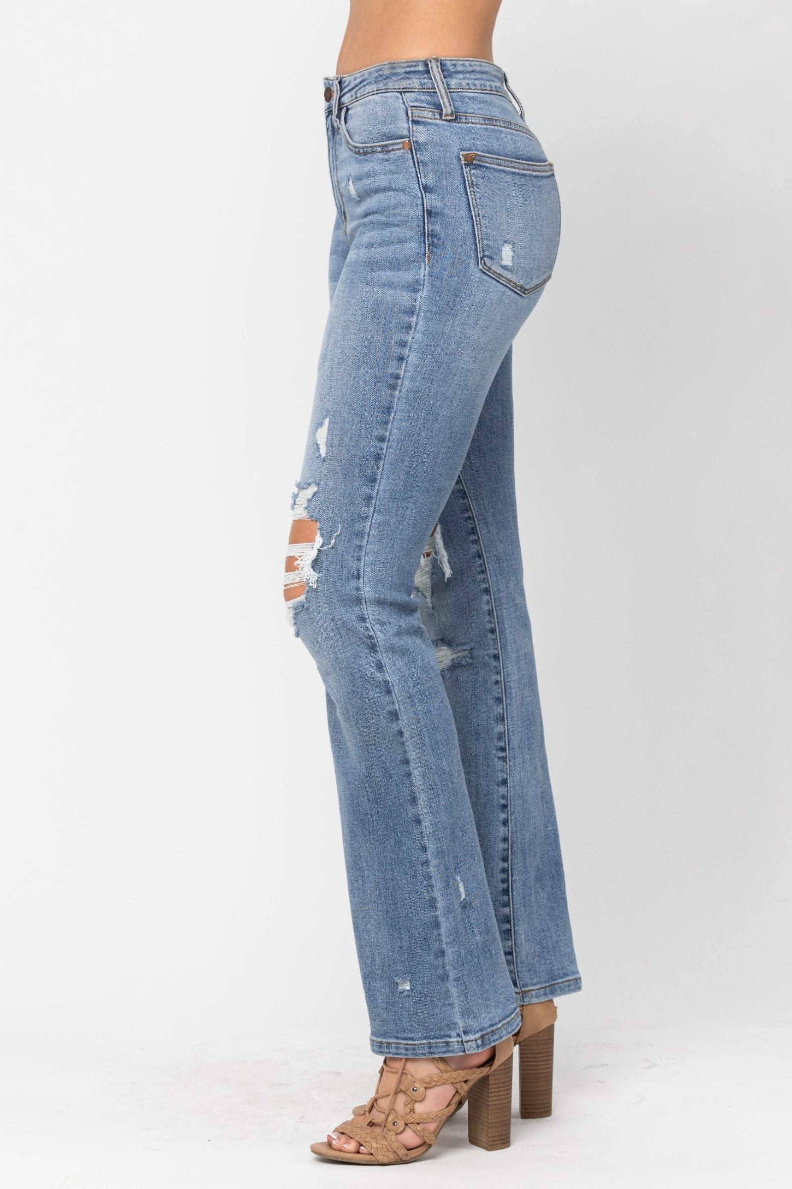 Judy Blue HW Stone Wash Destroyed Bootcut