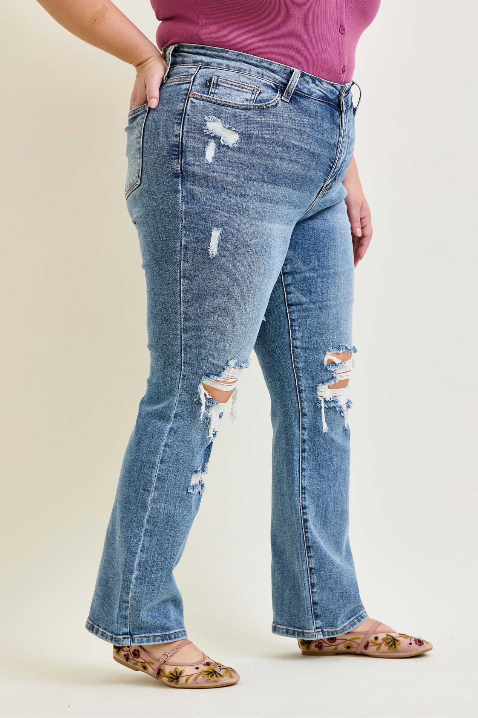 Judy Blue HW Stone Wash Destroyed Bootcut