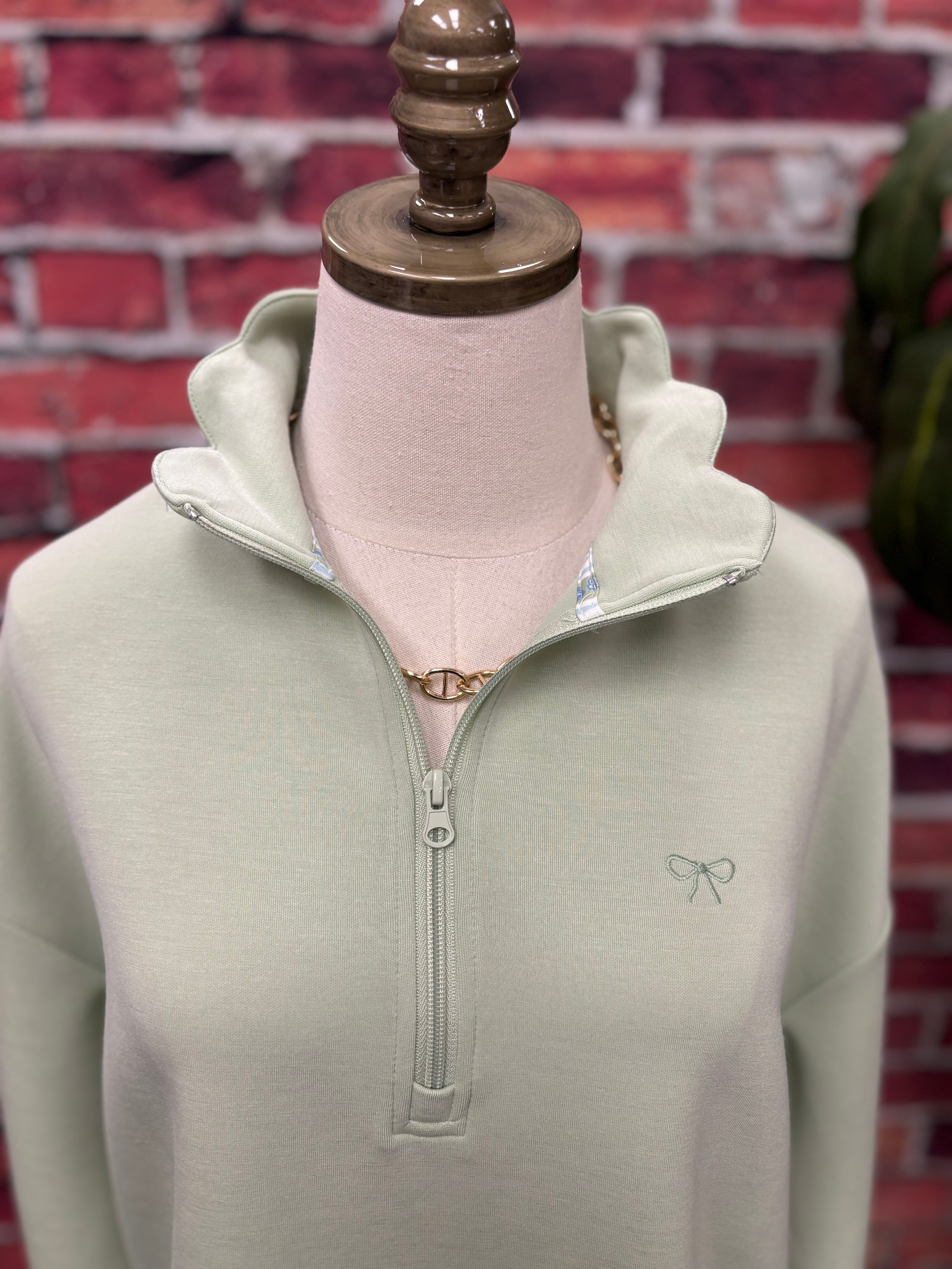 Scalloped Half-Zip Pullover