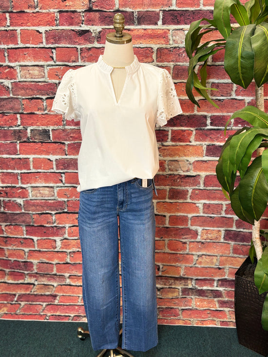 Dani Classic Cotton Poplin Flutter Sleeve Top *FINAL SALE*