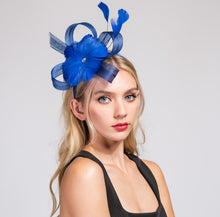Load image into Gallery viewer, Floral Feather Gemstone Fascinator
