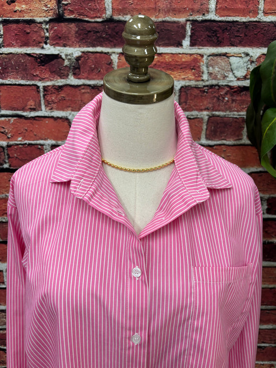 Pink Lemonade Pinstripe Button-Up