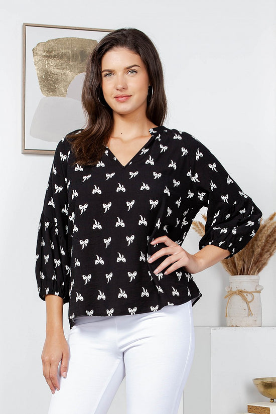 Sweet Bow V-Neck Blouse