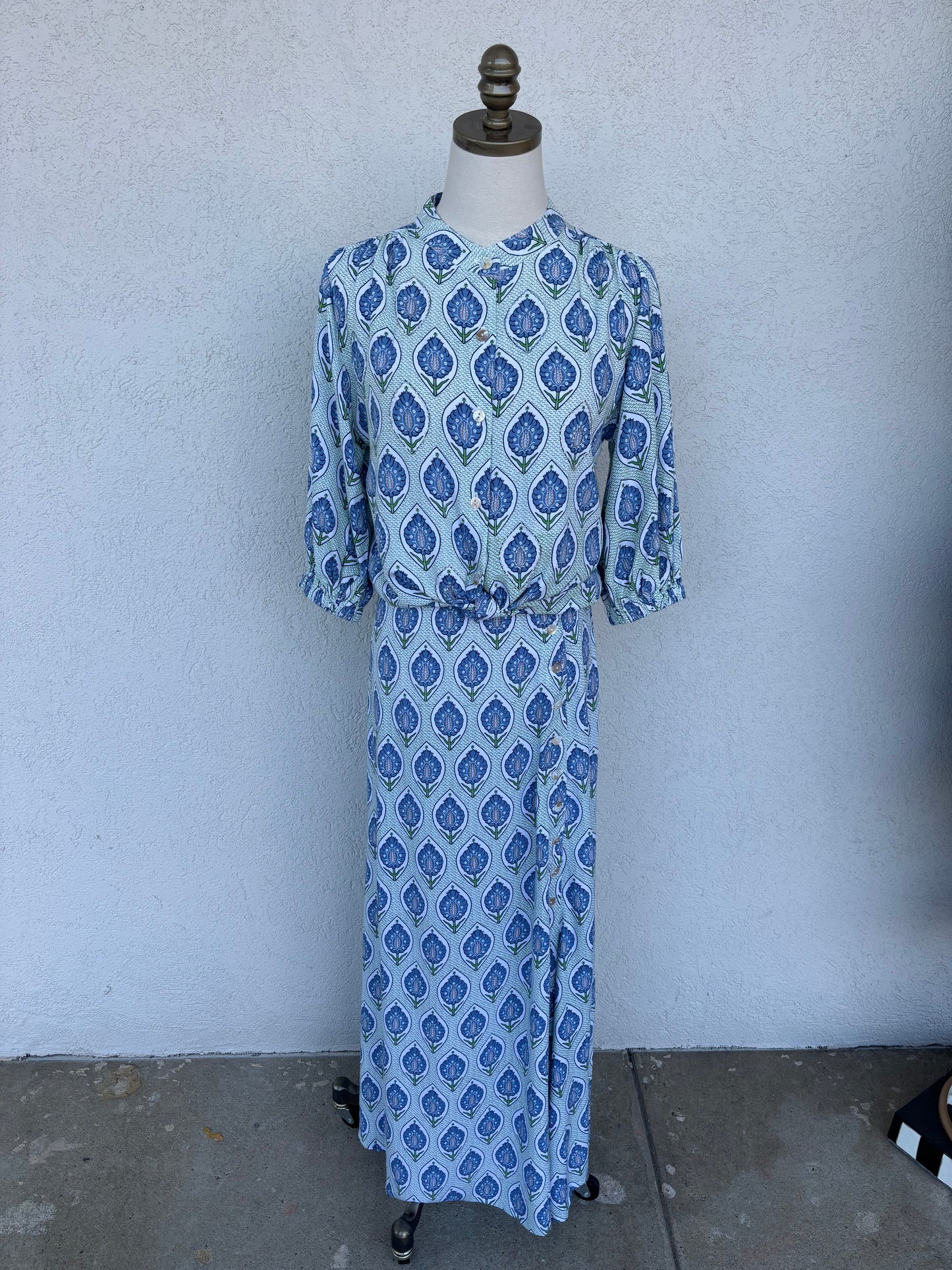 Bluebell Breeze Beaded Button Top