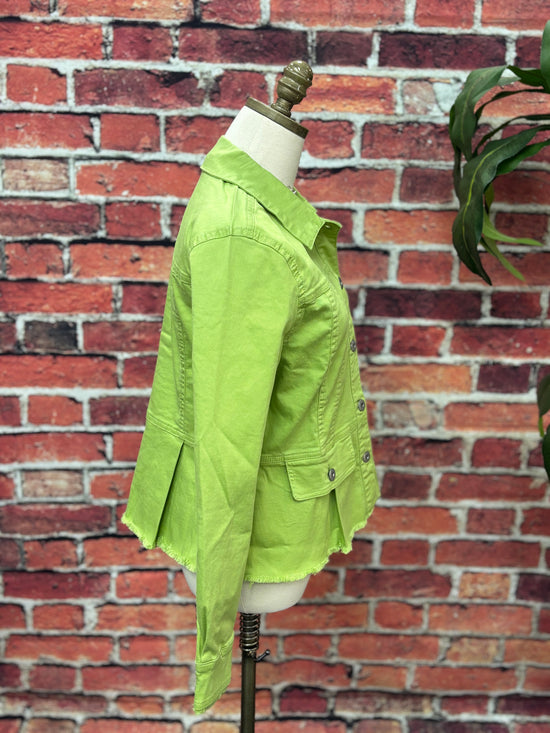 Leaf Stretch Denim Peplum Jacket