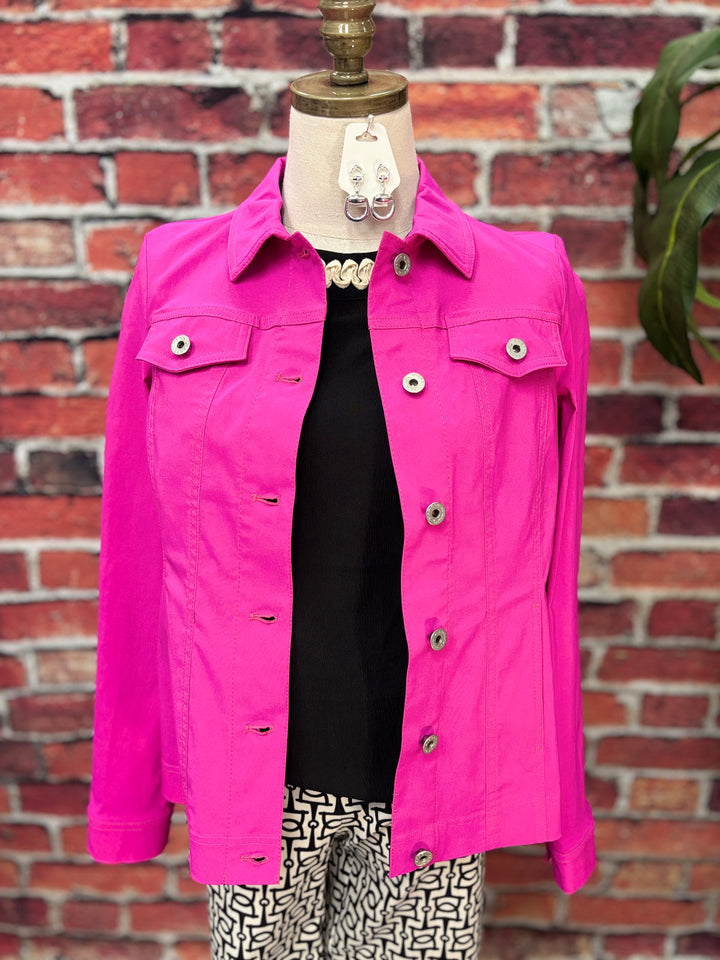 Hot Pink Stretch Denim Jacket