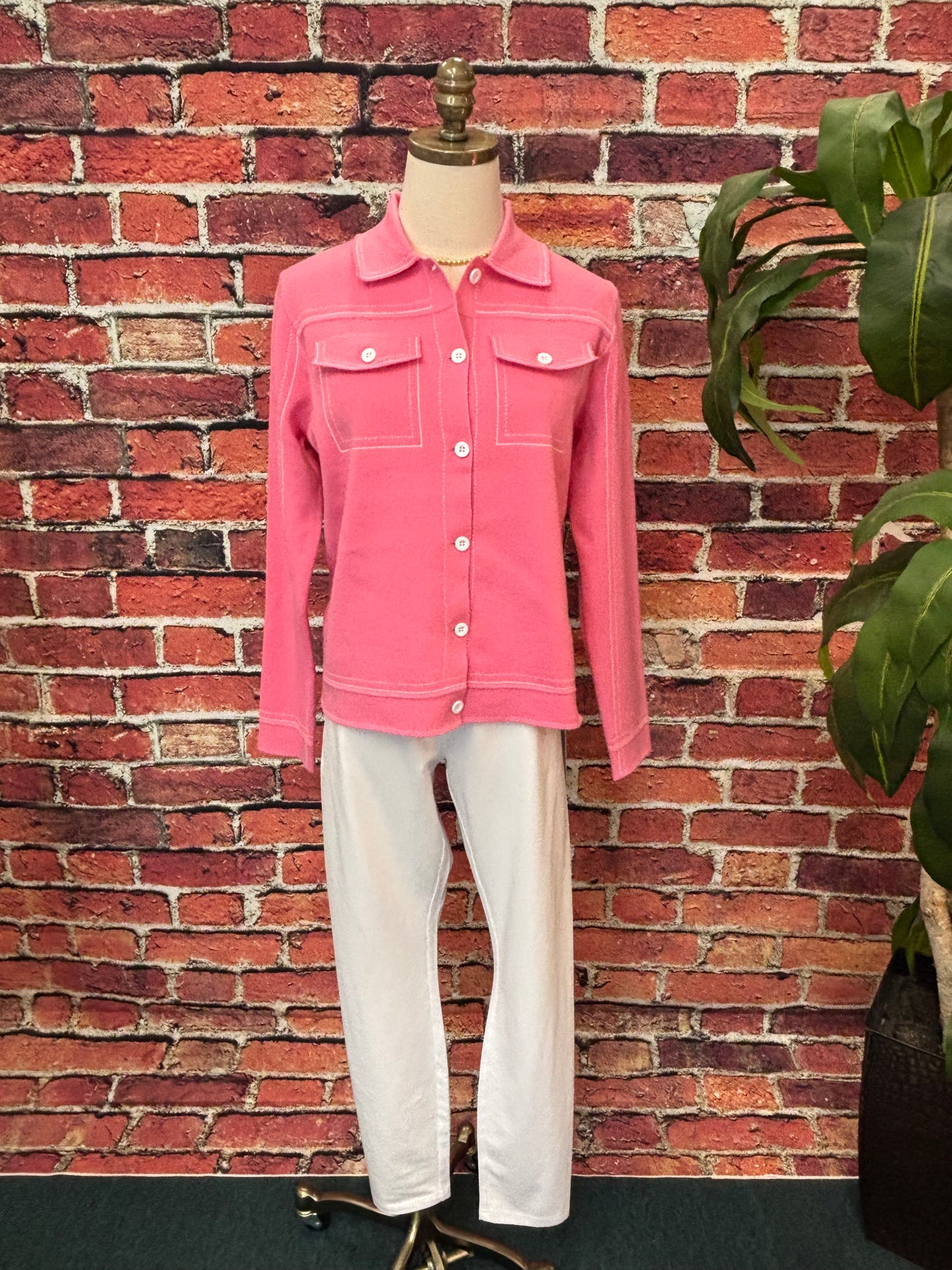Contrast Stitch Knit Button-Up Cardigan