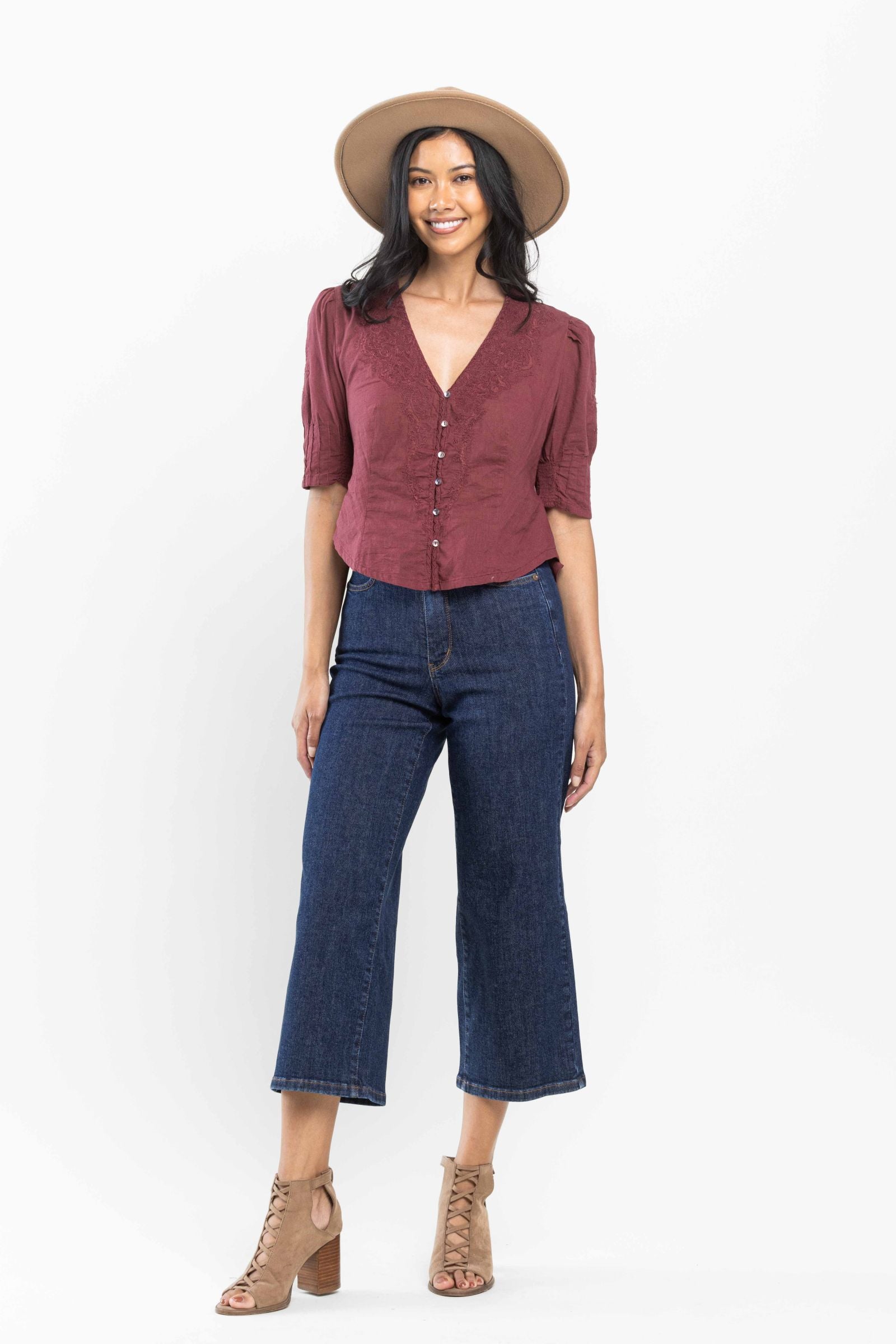 Judy Blue High Waist Tummy Control Tailored Crop Wide *FINAL SALE*