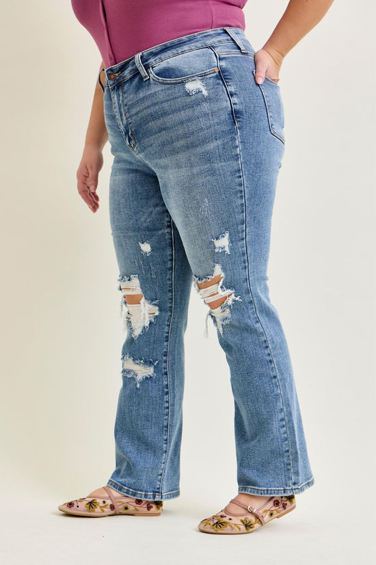 Judy Blue HW Stone Wash Destroyed Bootcut