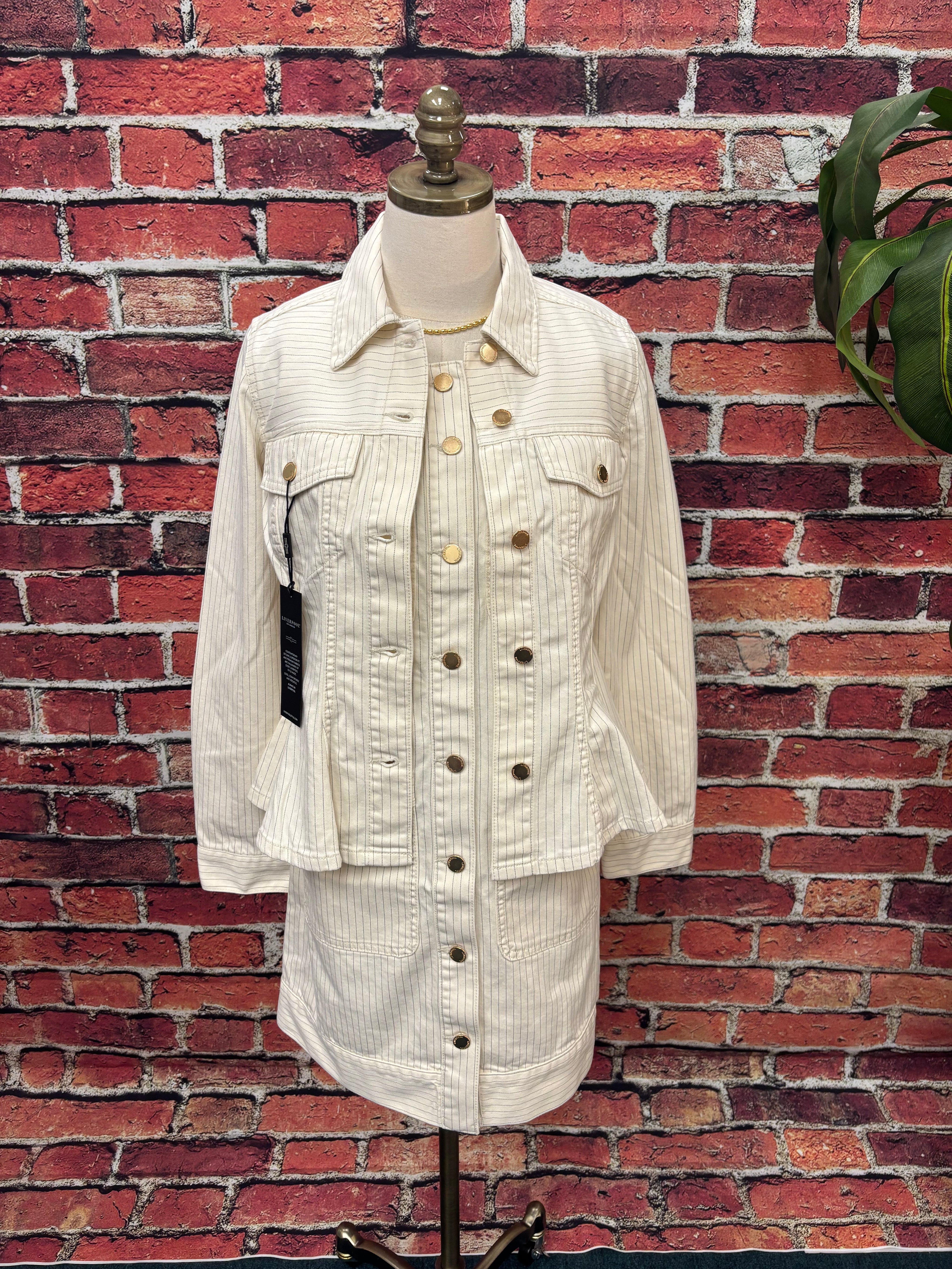 Pinstripe Stretch Denim Jacket