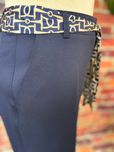 Load image into Gallery viewer, Navy Stretch Wide-Leg Pant with Statement Belt
