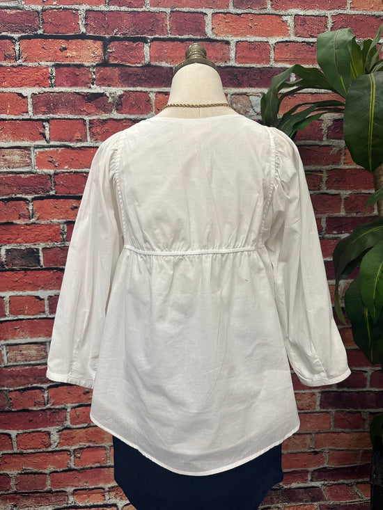 Cotton V-Neck Blouse