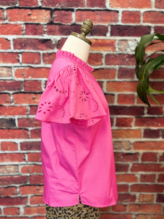 Dani Classic Cotton Poplin Flutter Sleeve Top *FINAL SALE*