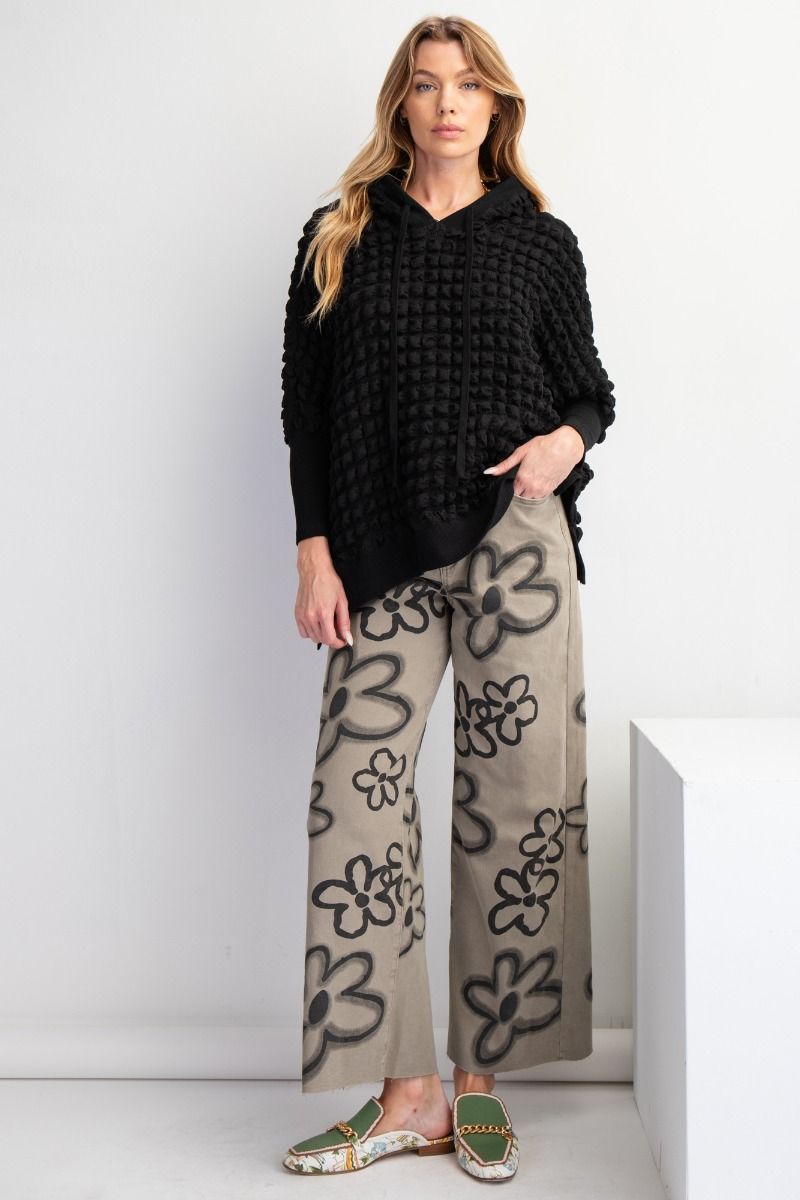 FLOWER PRINT WASHED TWILL WIDE PANTS – Vikki'sA Unique