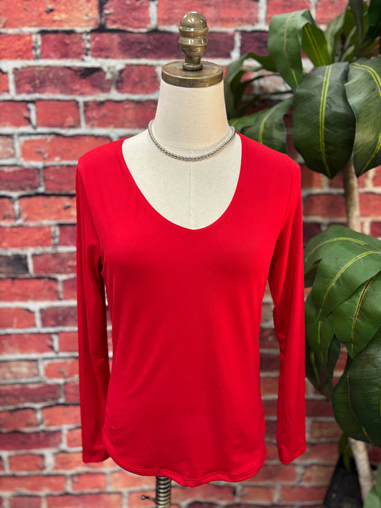 Essential Luxe Double-Lined V-Neck Top