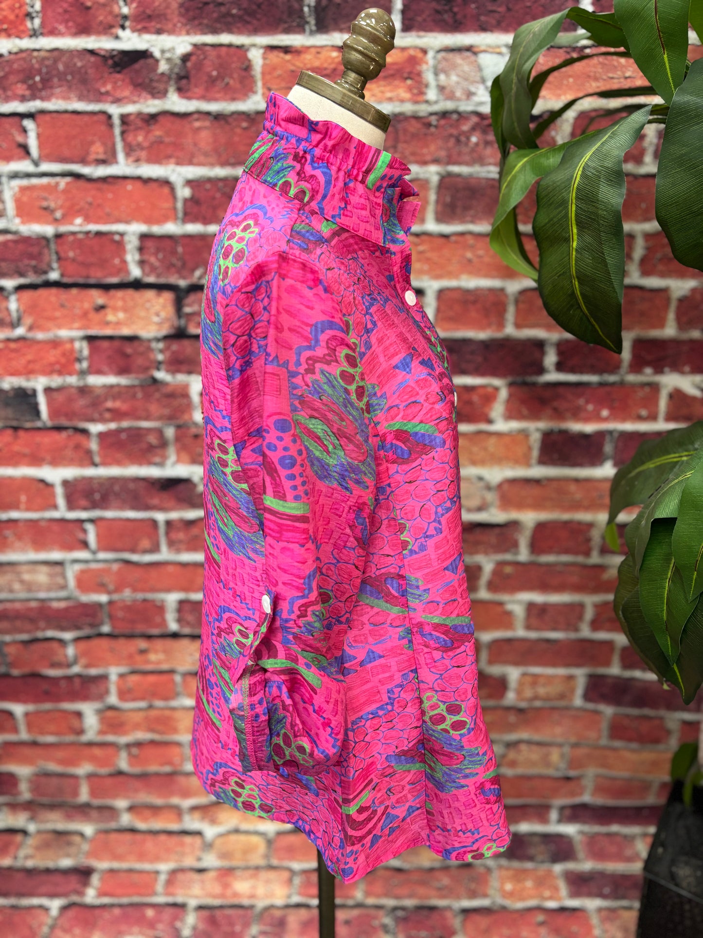 Vibrant Print A-Line Wire Collar Jacket