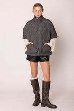 Load image into Gallery viewer, Quarter Zip Quilted Puffer Poncho
