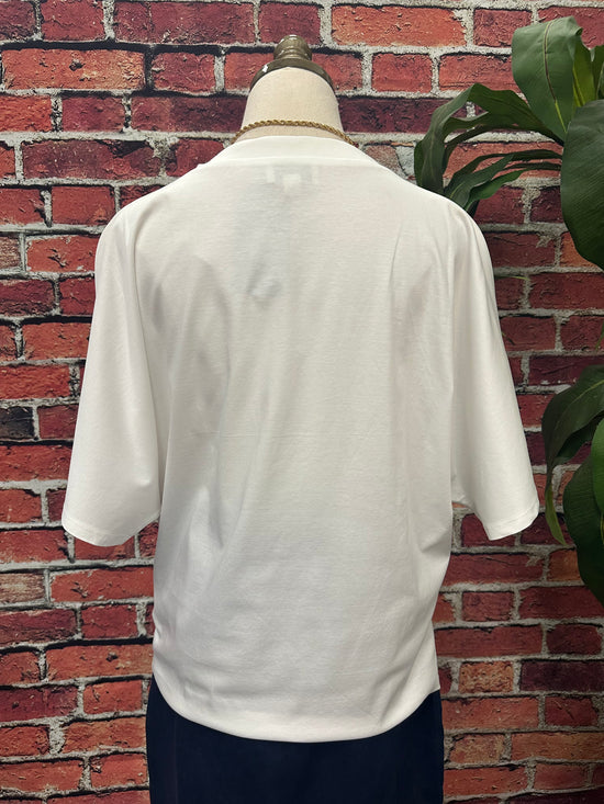 Glazed Cotton Batwing Waist Tie T-Shirt