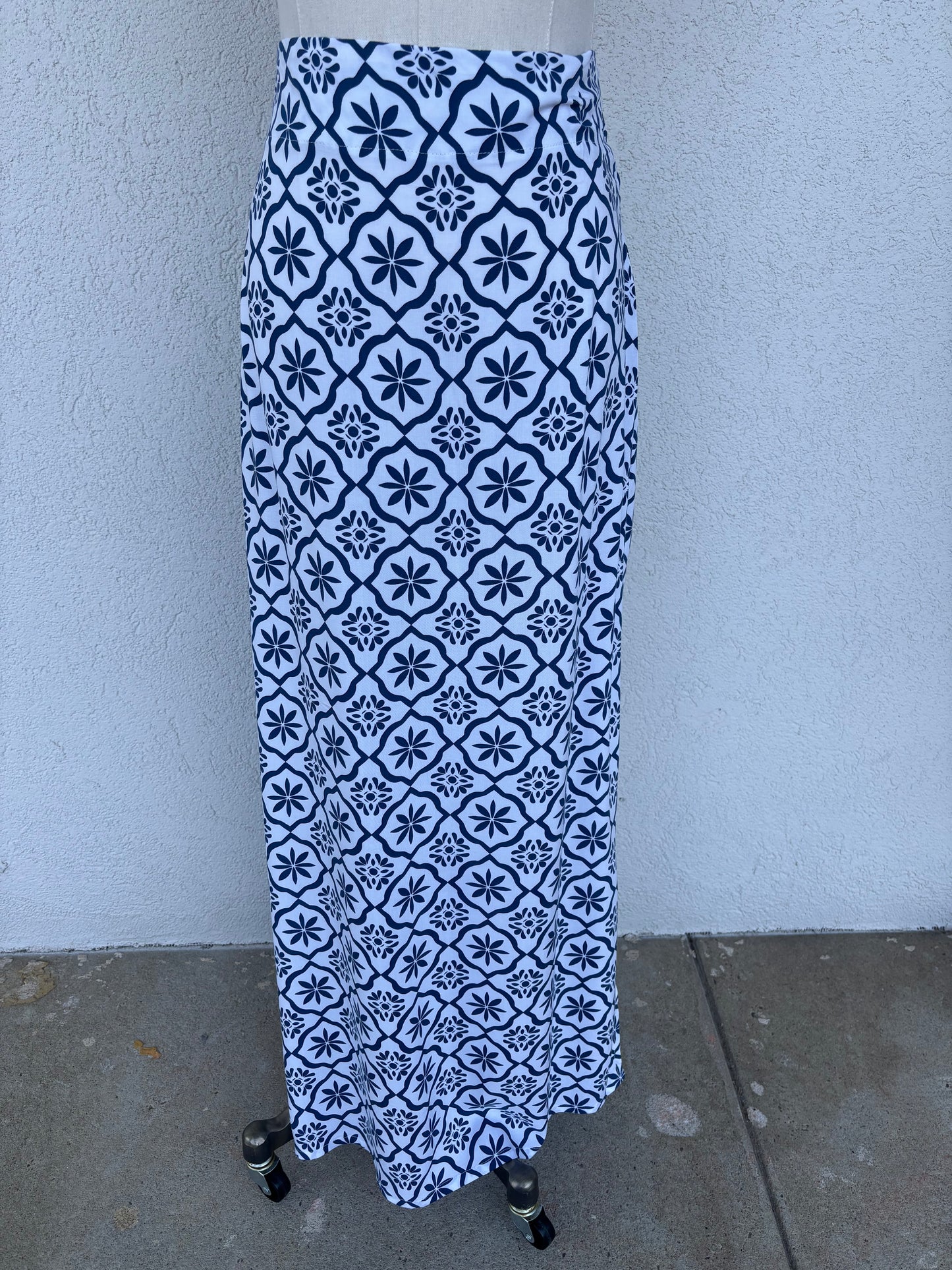Coastal Tile Wrap Maxi Skirt