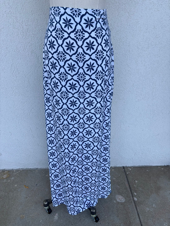 Coastal Tile Wrap Maxi Skirt