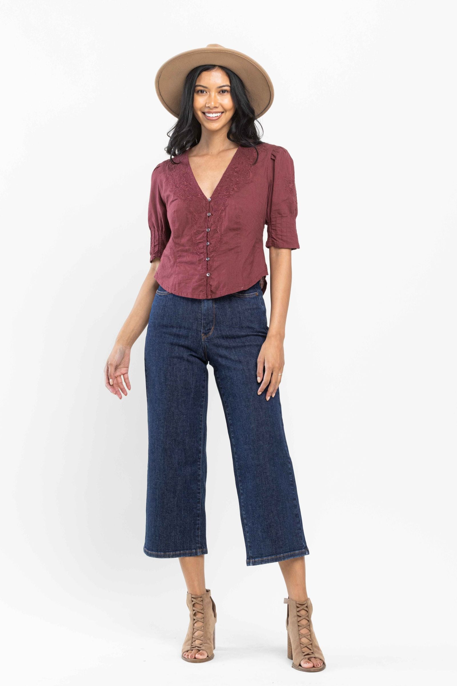 Judy Blue High Waist Tummy Control Tailored Crop Wide *FINAL SALE*