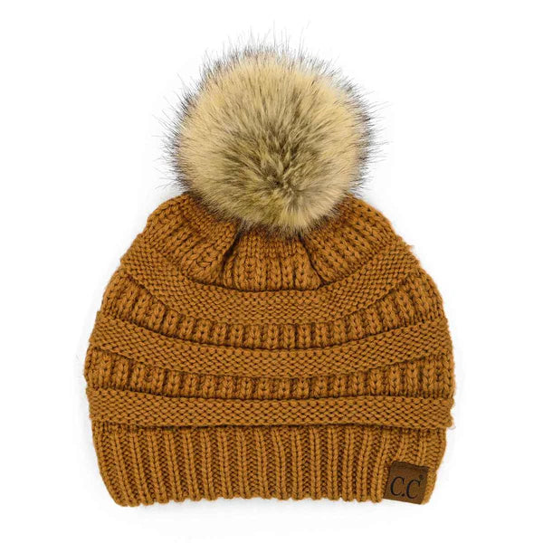 Mia Knit Fur Pom Beanie