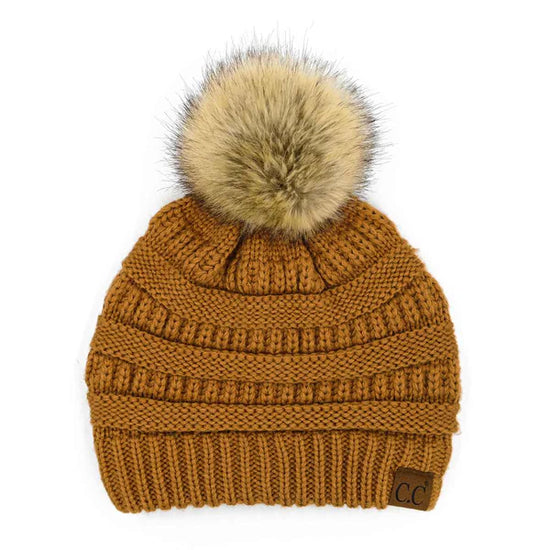 Mia Knit Fur Pom Beanie