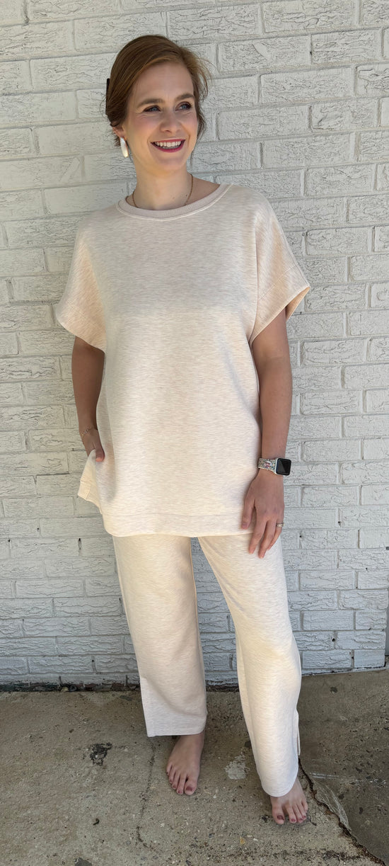 Modal Wide Leg Pants with Bottom Slits