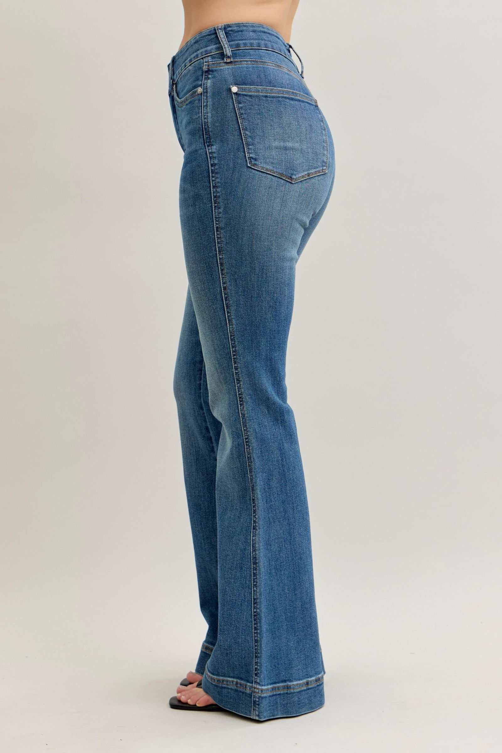 Judy Blue Flare Double Button Waistband