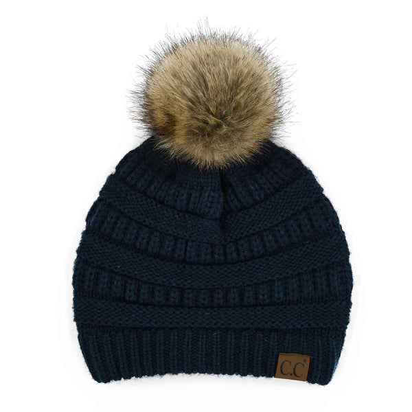 Mia Knit Fur Pom Beanie