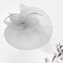 Load image into Gallery viewer, Mesh Flower Feather Fascinator Headband *FINAL SALE*
