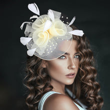 Load image into Gallery viewer, Mesh Feather Fascinator Headband *FINAL SALE*
