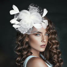 Load image into Gallery viewer, Mesh Feather Fascinator Headband *FINAL SALE*
