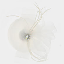Load image into Gallery viewer, Jewel Accent Feather Mesh Fascinator
