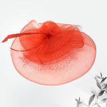 Load image into Gallery viewer, Mesh Flower Feather Fascinator Headband *FINAL SALE*

