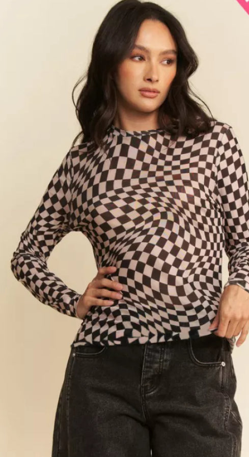 Checkered Burnout Top