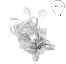 Load image into Gallery viewer, Feathered Loopy Bow Disc Fascinator
