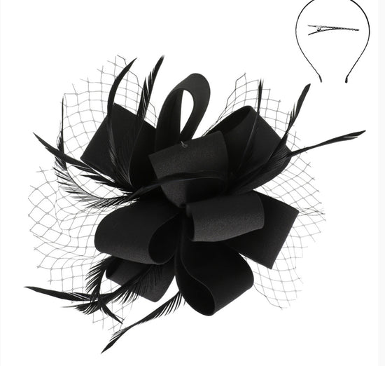 Feather Loop Bow Sinamay Fascinator