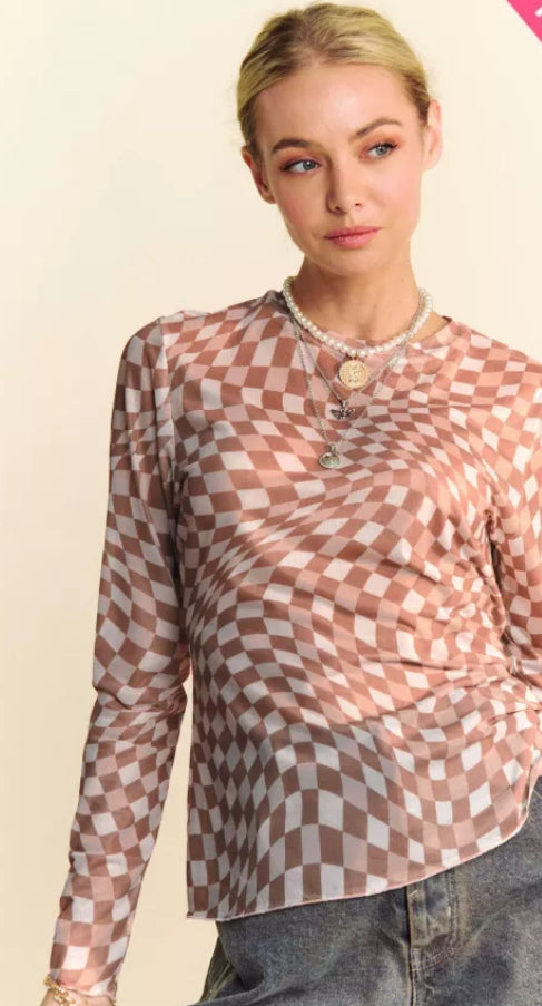 Checkered Burnout Top