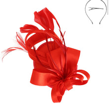 Load image into Gallery viewer, Feathered Loopy Bow Disc Fascinator
