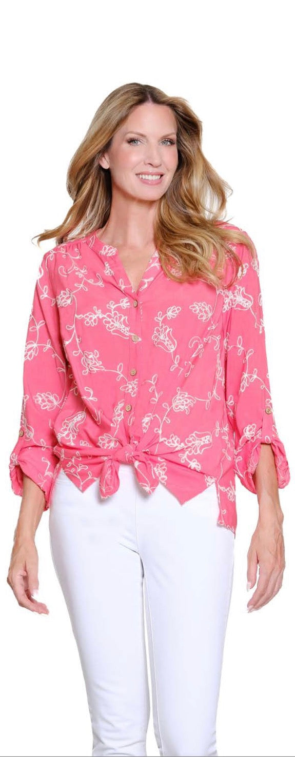 Pink Petals Tie-Front Blouse *FINAL SALE*
