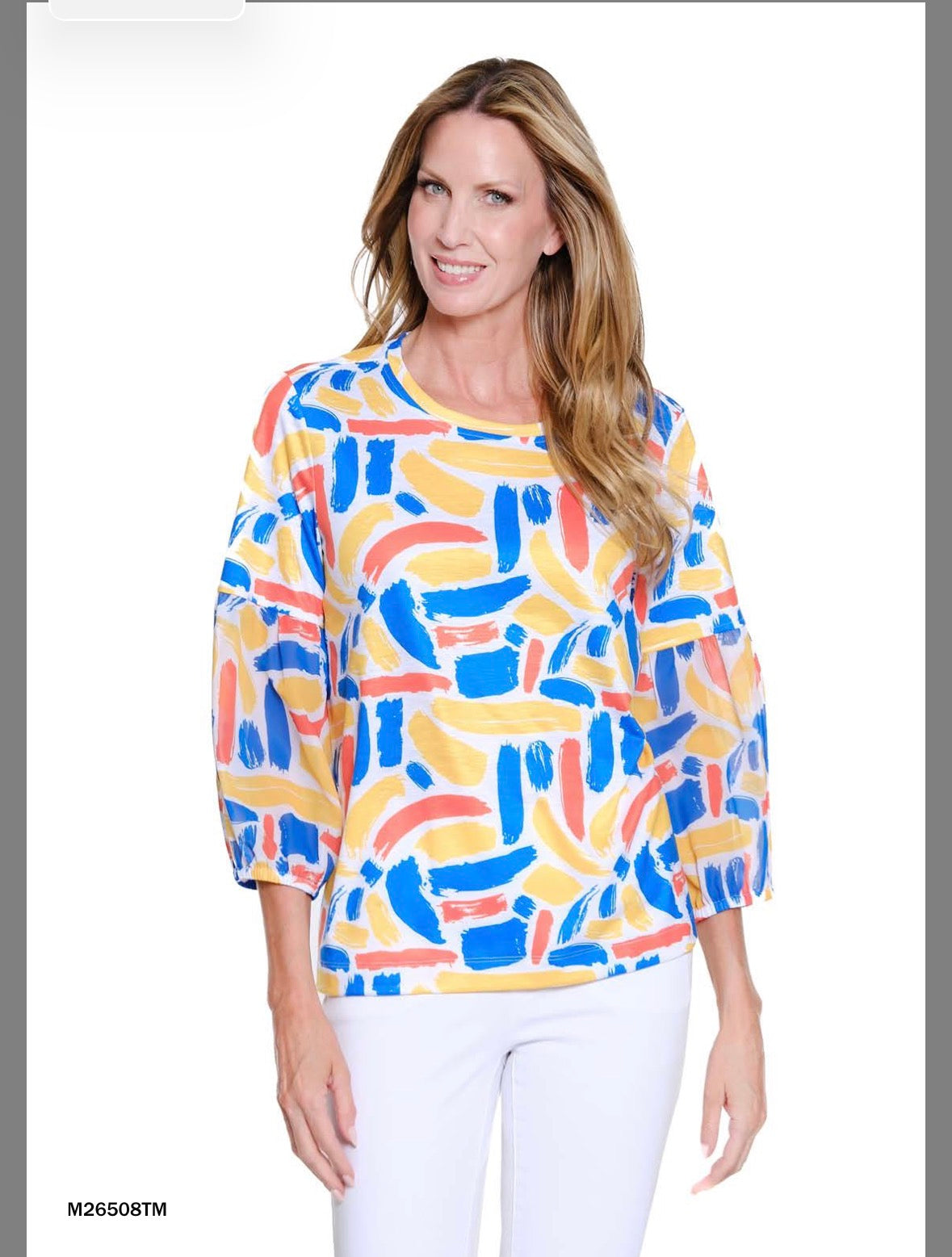 Sunny Brushstroke Lantern Sleeve Top *FINAL SALE*
