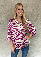 Load image into Gallery viewer, Purple Tiger Satin Top

