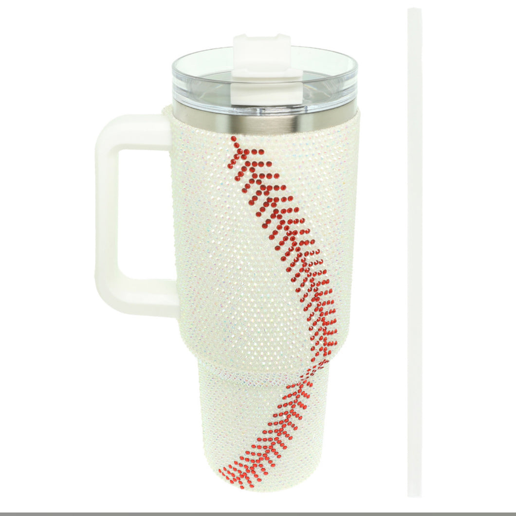 Rhinestone Baseball Tumbler