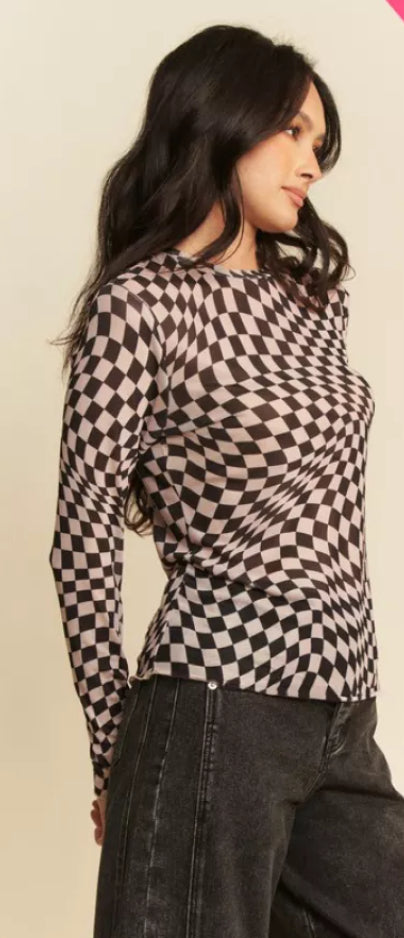 Checkered Burnout Top